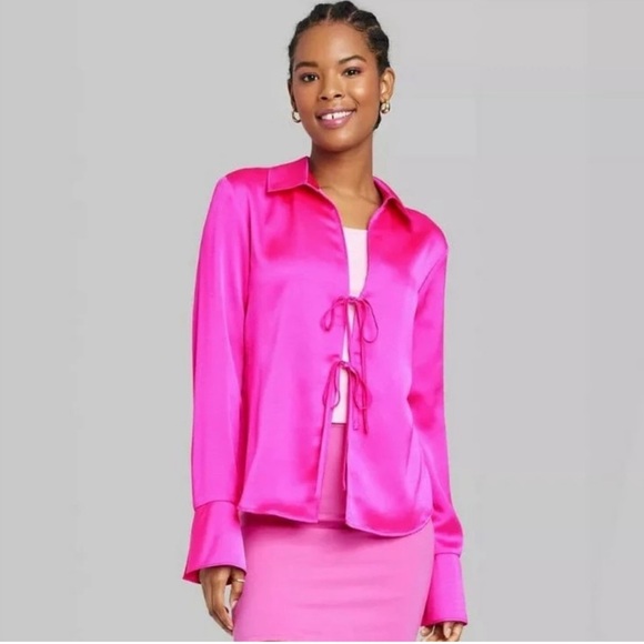 Wild Fable Magenta Bell Long Sleeve Fly Away Top EUC Size Small - Picture 1 of 3